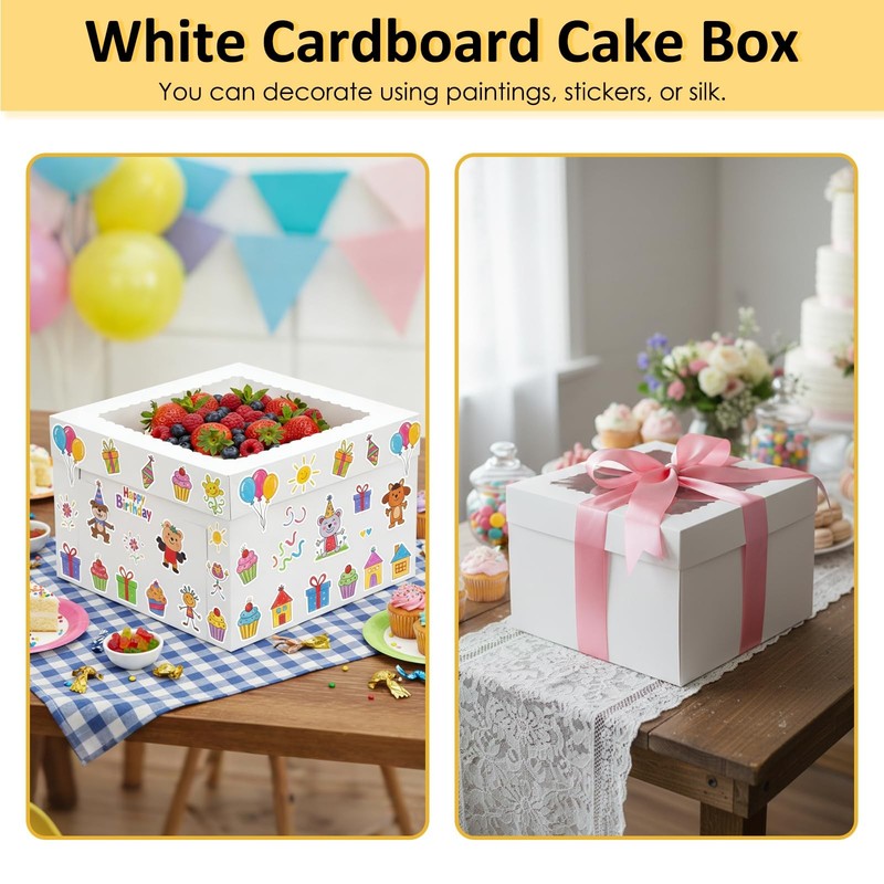 30 Pack Cake Boxes 12 Inch with Cake Boards 15 Boxes & 15 Boards, 12x12x8 Inc... gallery
