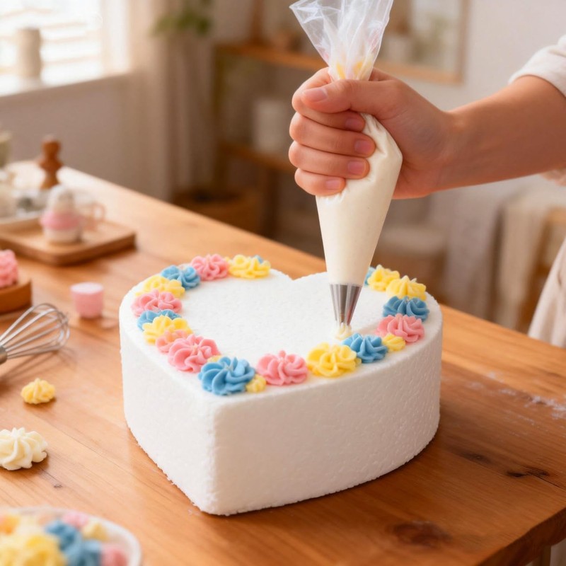Heart Shaped Foam Cake Dummies Set 6x6 Inch Fake Model Polystyrene Arts 3 PCS gallery