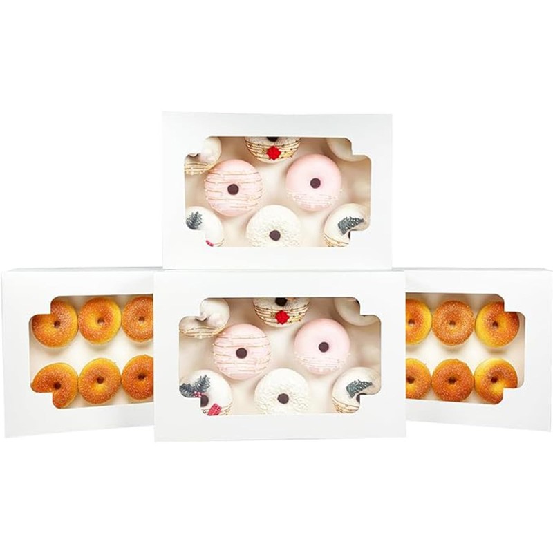 Auto-pop up White Cookie Box with Window 12x8x2.5 inch 32 Packs Two Uses One …