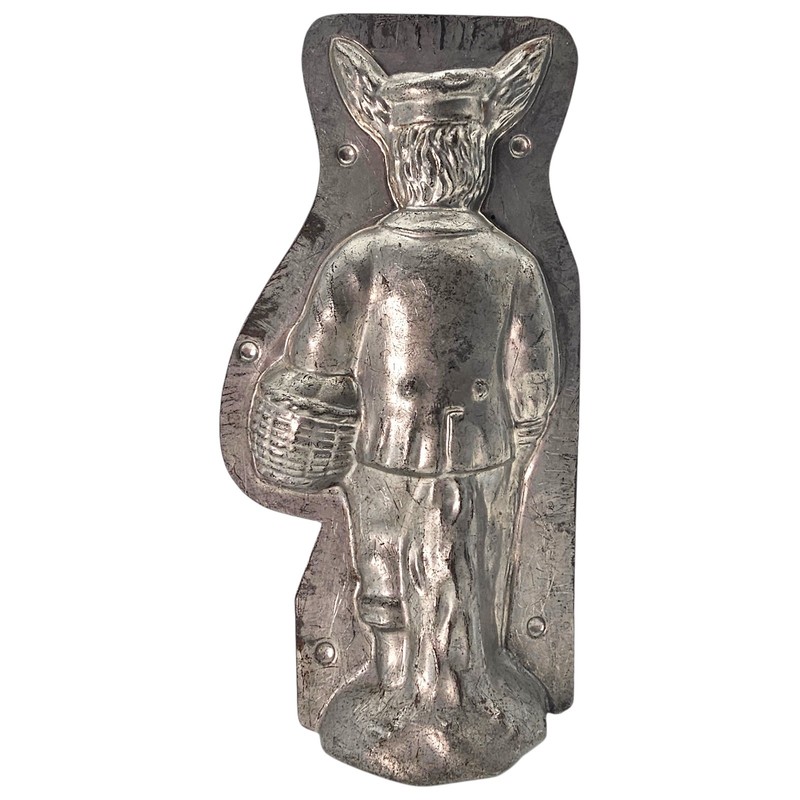RARE H Heris German Chocolate Mold Dutch Bunny Tin #442 10" Nurnberg 1930s gallery
