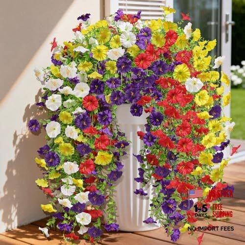 Artificial Flowers for Outdoor Spring Summer Red&purple&white&yellow-8b
