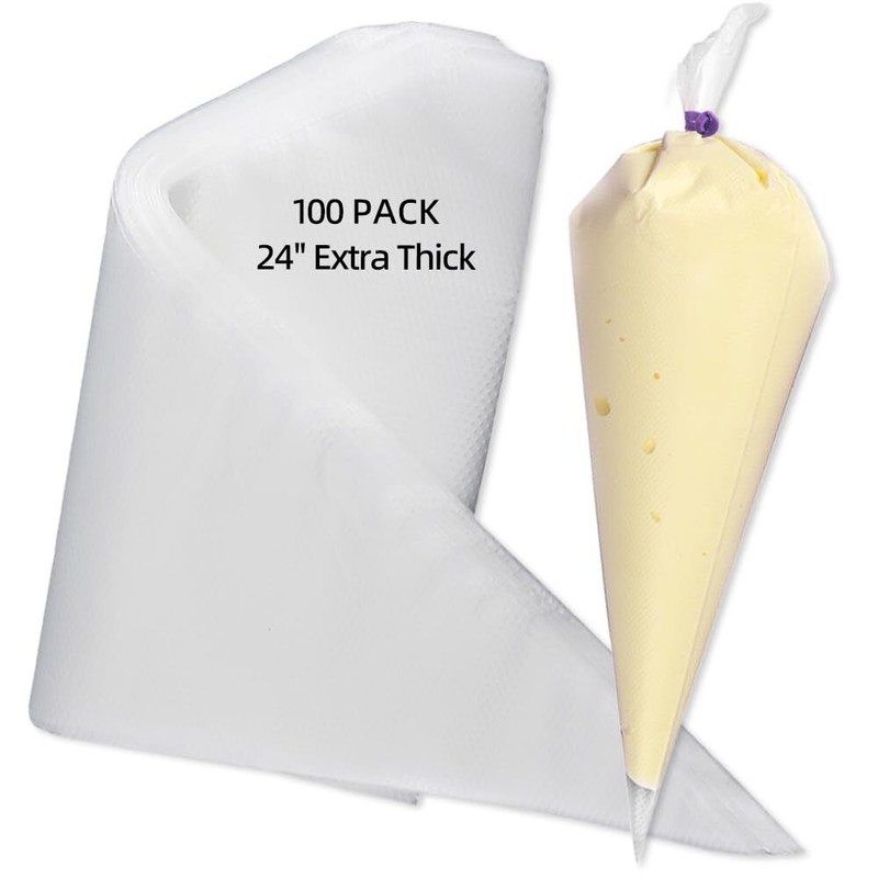 100 Pcs 24 Inch Extra Large Piping Bags Disposable Icing Bags for Cakes Cookies