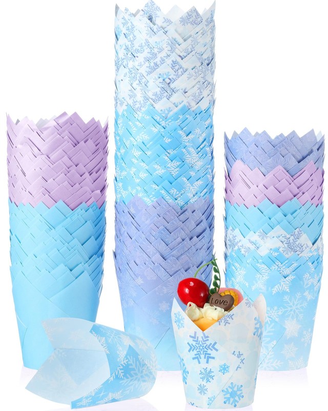 500 Counts Snowflake Tulip Cupcake Liners Birthday Party Muffin Cupcake Bakin…