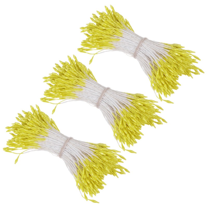 1080 Pack Double Heads Flower Stamen-1mm Flower Pistil for DIY(Yellow) gallery