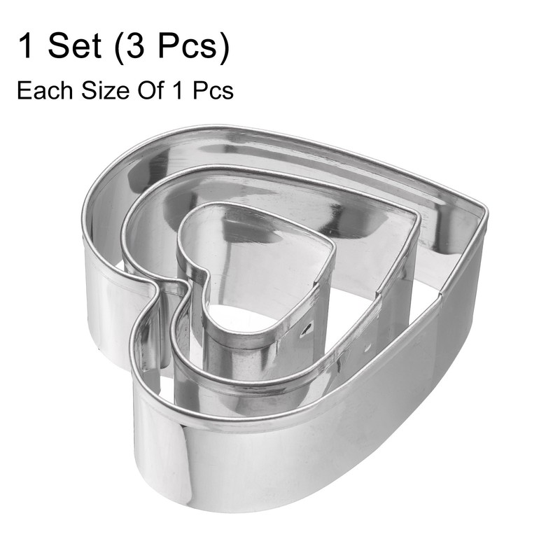 3Pcs Heart Cookie Cutters Set Assorted Sizes Cookie Cutters Biscuit Mould gallery