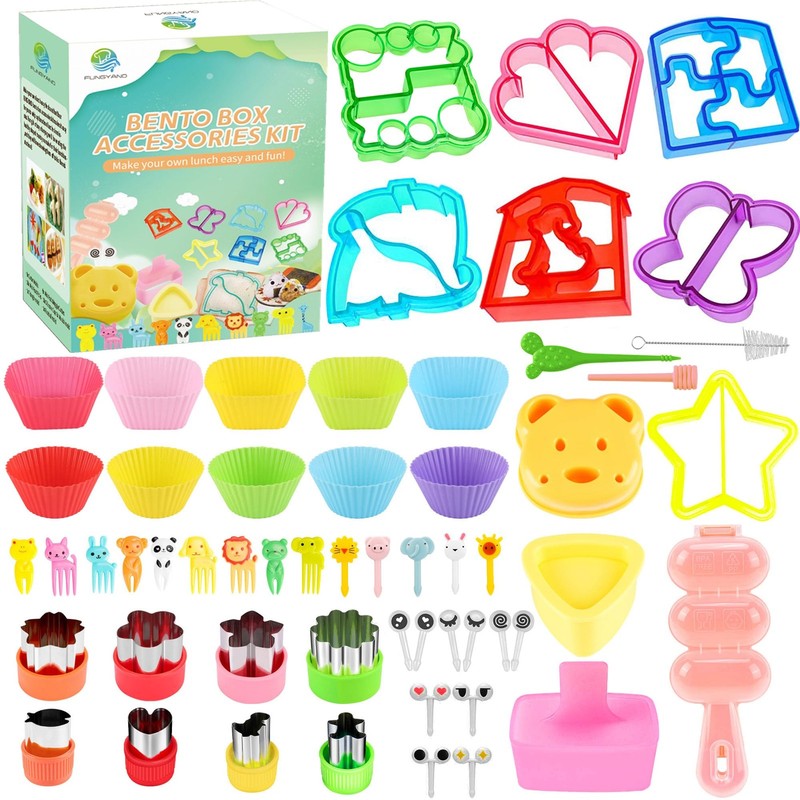 Sandwich Cutter Set, 52 in 1 Bento Box Accessories Kit Includes Sandwich Cutt…