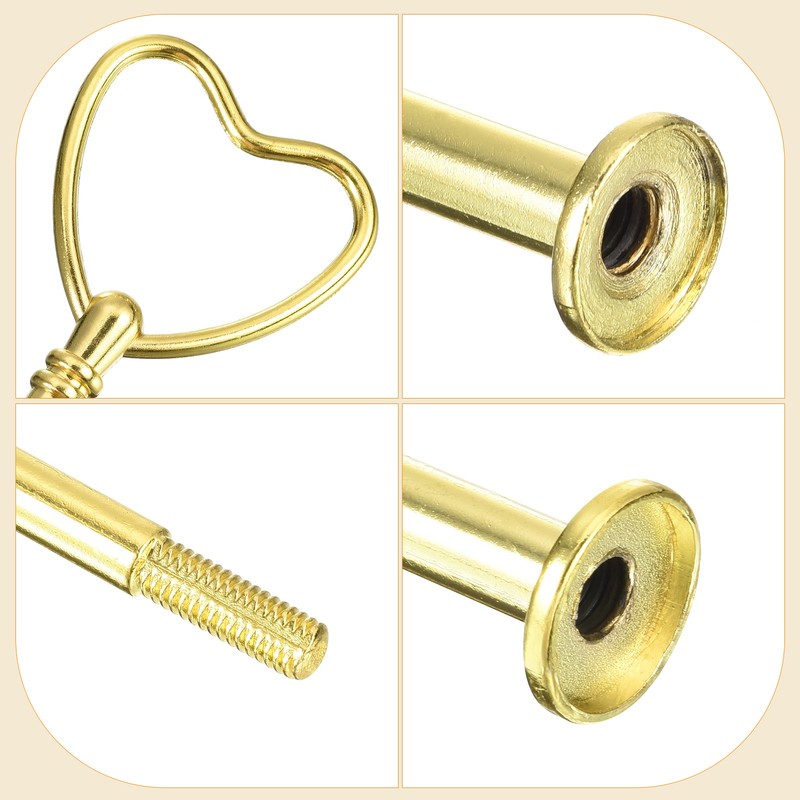 1 Set Cake Tray Stand Handle Plate Hardware Fitting, 3-Tiers Heart Gold gallery