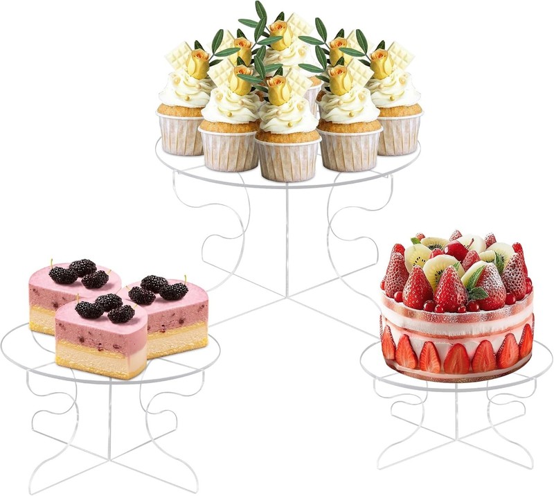 3 Acrylic Cake Stand Set, Size 8″ 10″ 12″ Cake Stands, Cupcake Display Stand