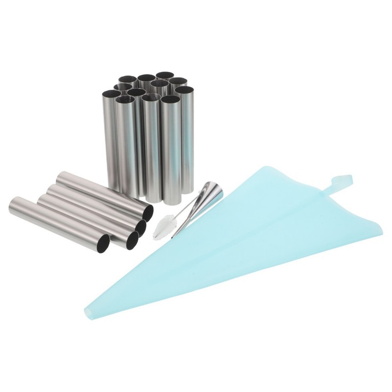 Baking Supplies for Cannoli Stainless Steel Tubes Kit with Piping Bags