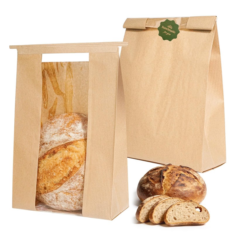 Funcoo 50 Paper Bread Bags for Homemade Bread, Sourdough Bread Bags Bakery Ba…