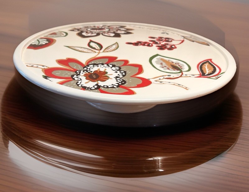 Floral Melamine Pedestal Cake Stand Boho Retro