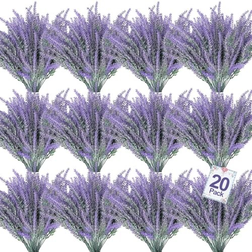 Artificial Lavender Flowers for Outdoors Summer 20 Bundles Gray Purple gallery