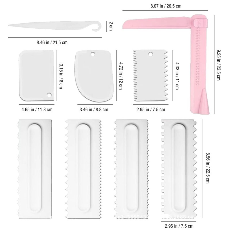 Cake Scraper Set of 9 Packs, Smoother Set, 9 Pcs, White gallery