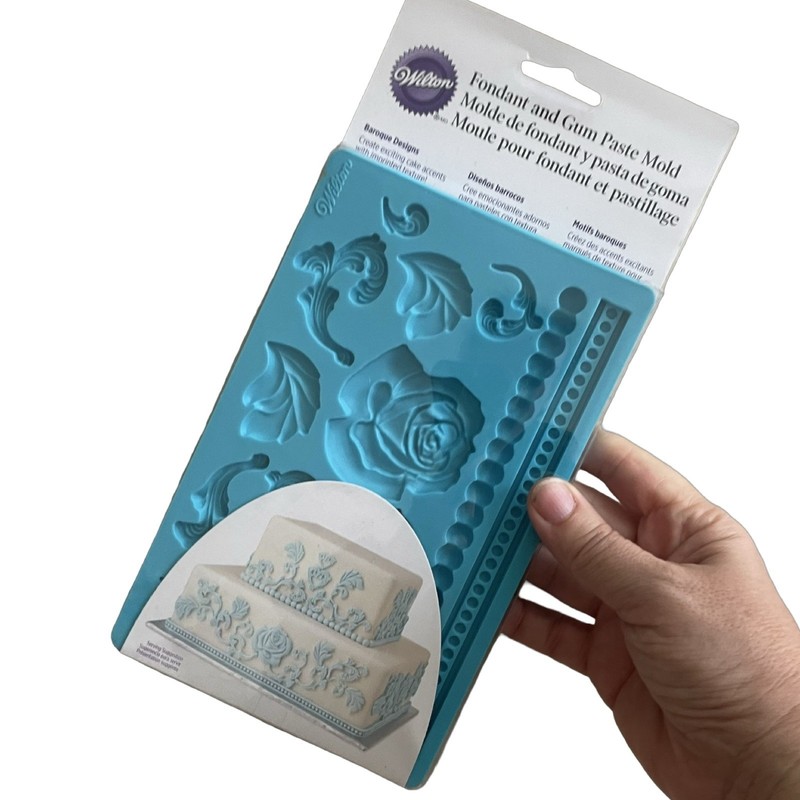 Wilton Fondant & Gum Paste Mold Baroque Designs Pearls Rose Leaf Elegant Wedding gallery