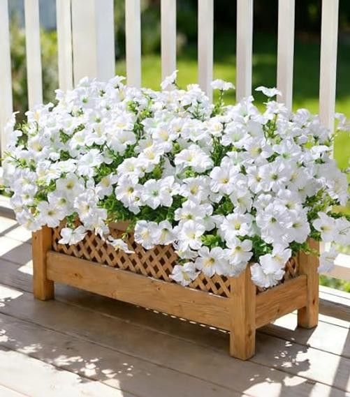 Artificial Flowers for Outdoors Decoration, 20 Bundles Faux Morning Glory White gallery