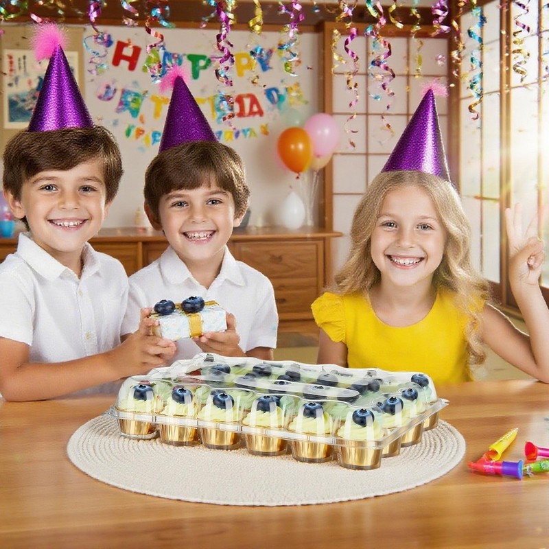 24 Pack x 10 Sets Count Cupcake Containers, Plastic Disposable Cupcake Boxes ... gallery