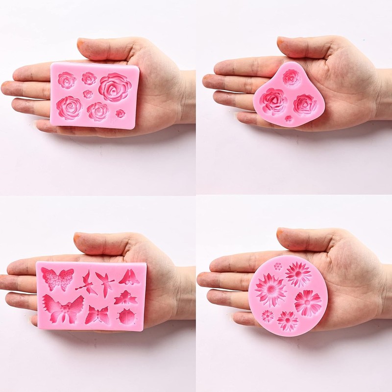 Flower Fondant Molds - 8 Pcs Flower and Butterfly Candy Silicone Molds for Choco gallery