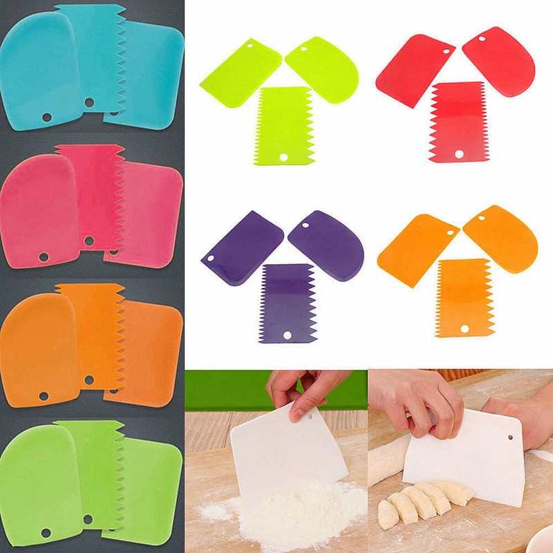 Dough Cake Pastry Decoration Tools Plastic Scraper Baking Icing 3Pcs/set Fondant gallery