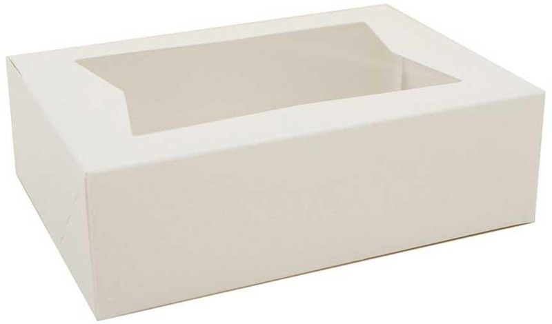50 Pieces White Customizable Auto-Popup Window Cake/Bakery Box 8"x5 3/4"x2 1/2" gallery