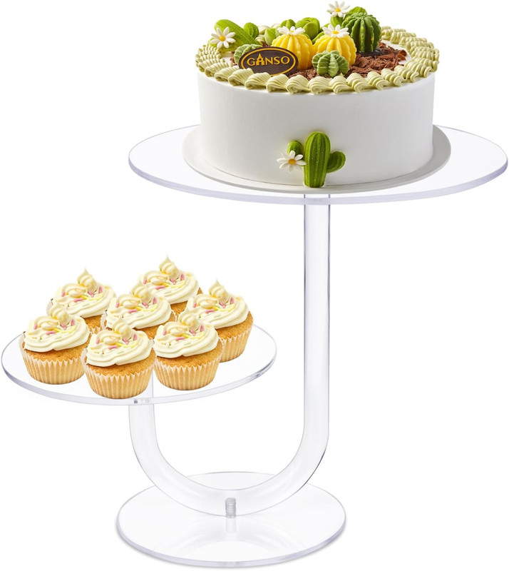 2 Tier Clear Cake Stand Acrylic Cupcake Display Holder Dessert Pastry Tower for