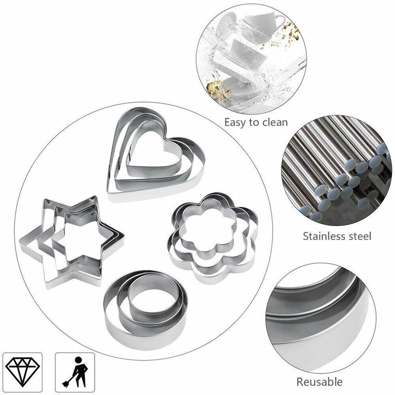 cookie cutter set stainless steel cake baking cookies 12 pcs pastry biscuit gallery
