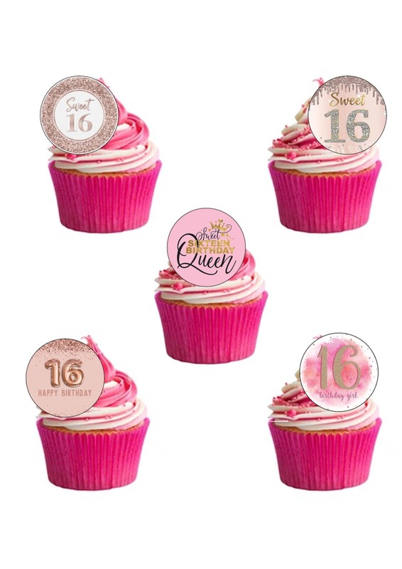 Cake Toppers Happy 16th Sweet Sixteen Birthday Girl 24 PRECUT Edible Wafer Paper