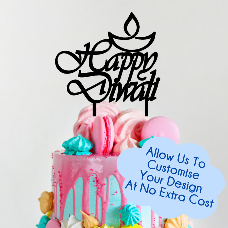 Customised Personalised Wooden Cake Topper -Happy Diwali | Weddings | Engagement
