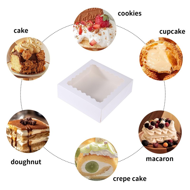 24 pcs White Pie Boxes,12x12x3 Inch Auto-Popup Bakery Boxes with Window Donut... gallery
