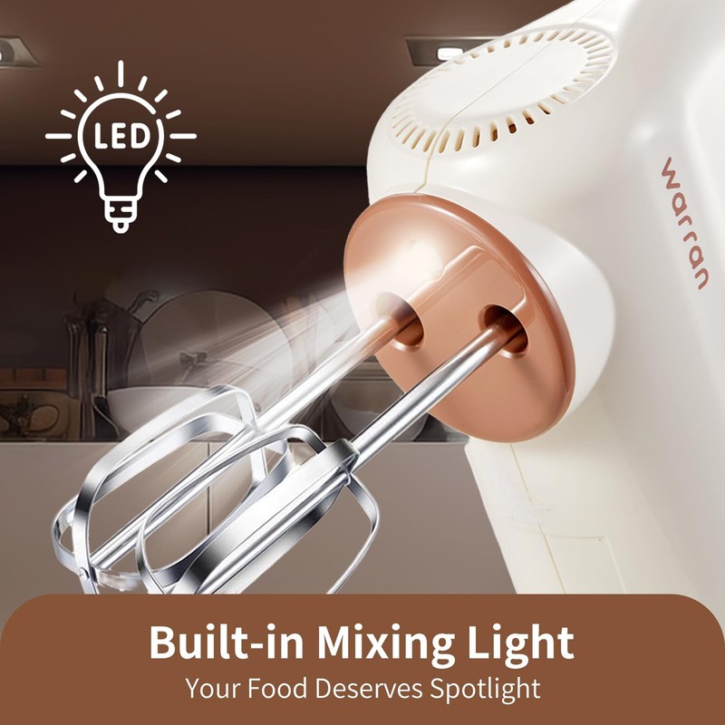 300W Compact Lightweight Hand Mixer, with Powerful Quiet DC Motor for Baking,... gallery
