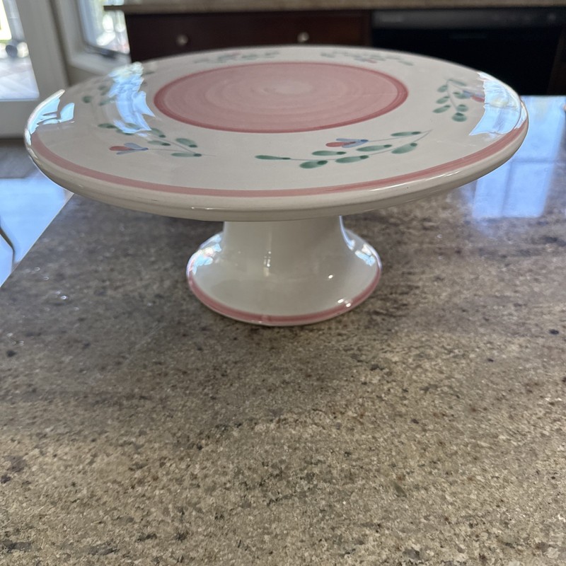 Caleca Pink Floral Pedestal Cake Stand Ceramic Dessert Display Plate