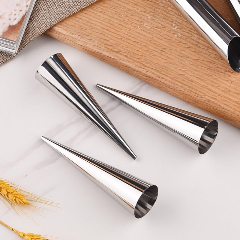 10 PCS Stainless Steel Small Cream Horn Molds Pastry Roll Horn Forms Dessert gallery