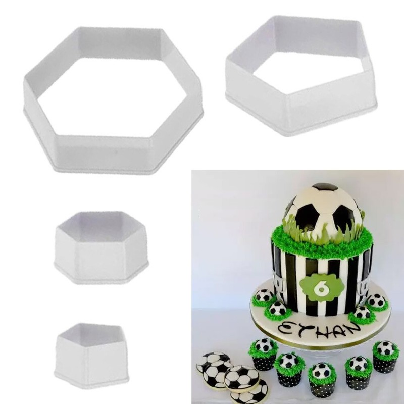 Hexagon Football Plastic Cookie Cutter Sugar Fondant Cake Soccer Pattern Cake