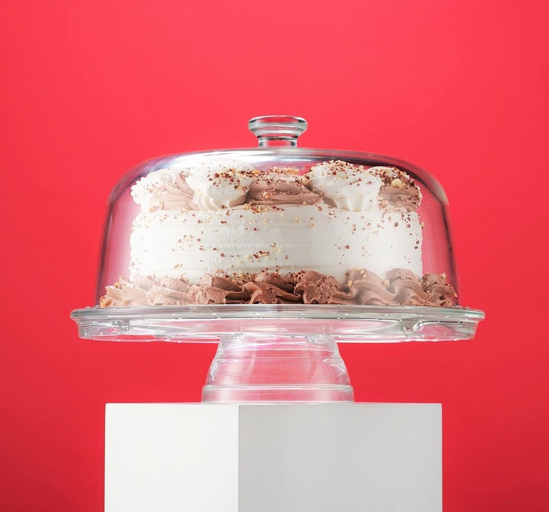 Cake Stand and Serving Plate Platter with Dome Lid, 6 in 1 Multi-Purpose Use,... gallery