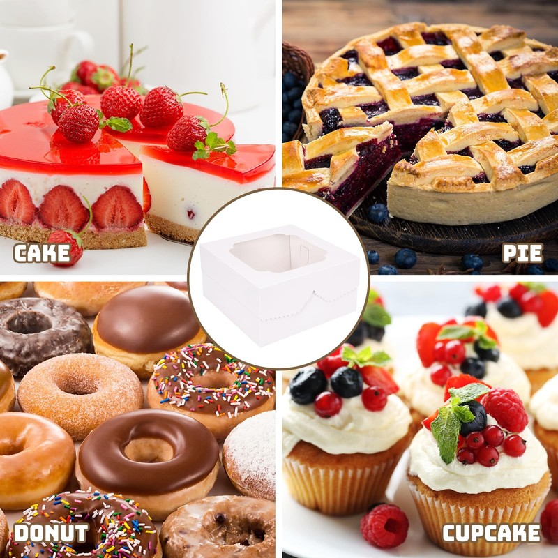 24pcs Cake Boxes 12x12x6 Inch Square Bakery Boxes with Window Cajas Pasteles ... gallery