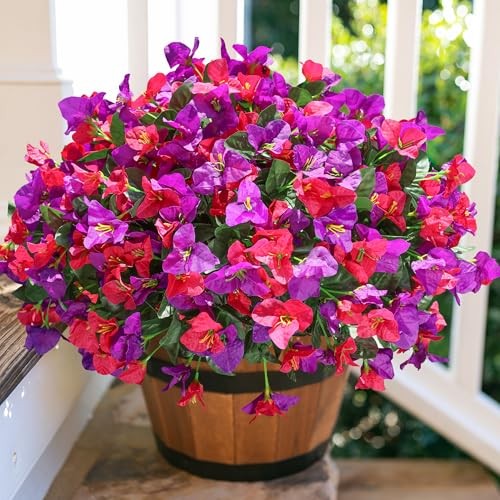 Artificial Flowers for Outdoors Fake Bougainvillea Spring Purple+hotpink gallery