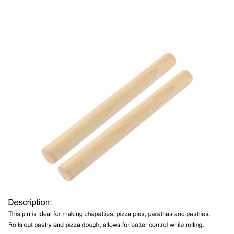 Baking Pastry Pizza Pasta Dough Roller Hand Rolling Pin Beige 28cm Length 2 Pcs gallery