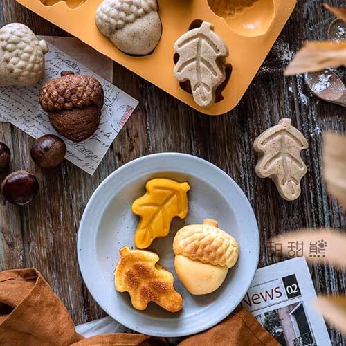3 Pack Acorn Leaf Silicone Chocolate Molds, 3D Thanksgiving Fall Theme Candy gallery