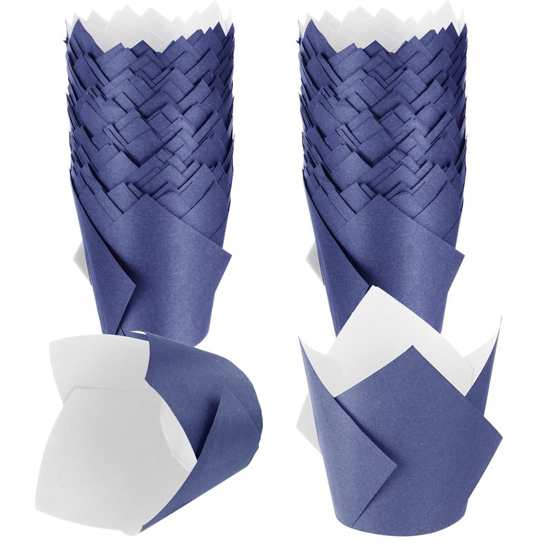 Jutom 200 Pack Tulip 2 inches (diameter) x 3.1 (height), Dark Blue