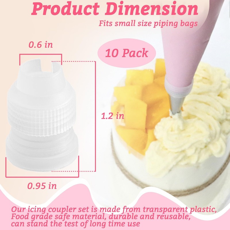 Piping Bag Couplers 10 PCS Small Transparent Plastic For Icing Nozzle Tips gallery
