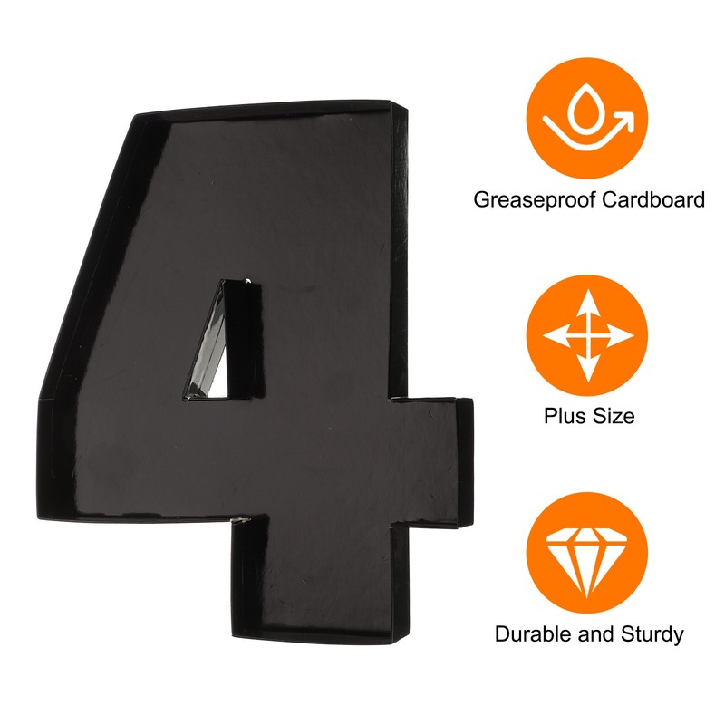 8.3" Cardboard Number for Charcuterie, Cardboard Food Tray (Black Number 4) gallery