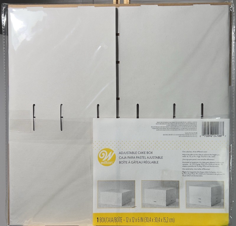 Wilton White Cardboard Adjustable Cake Box 12x12x6- 1 Box 3 Different Sizes NEW