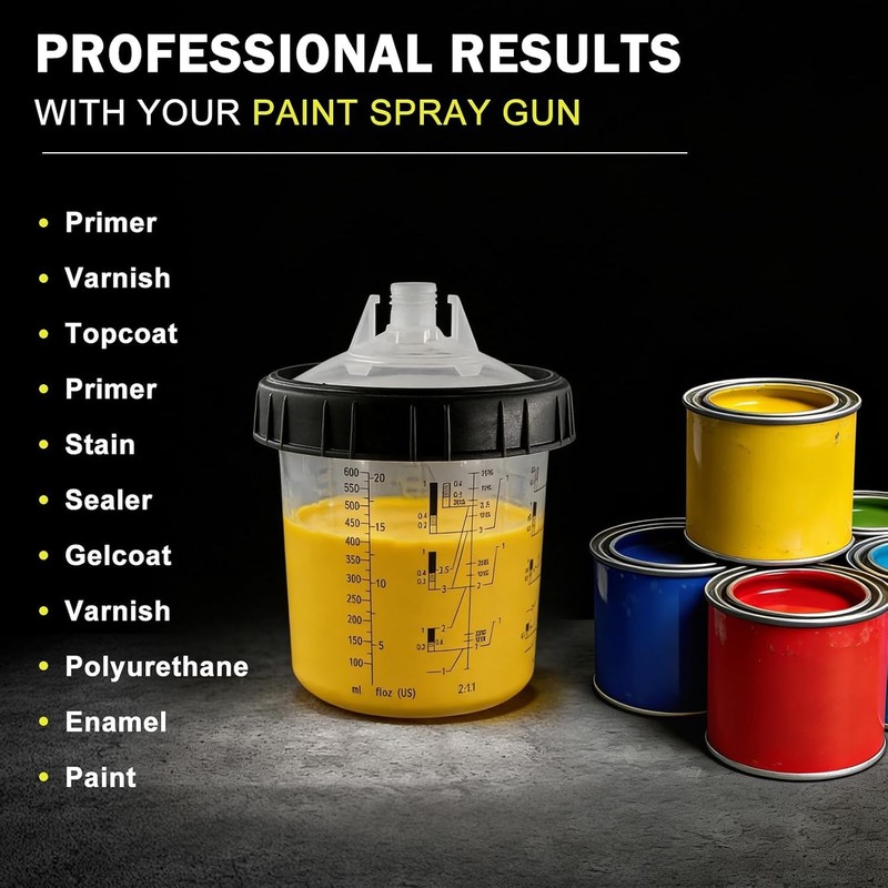 Professional 600ml Disposable Paint Cup System With Multi-Thread Adapters gallery