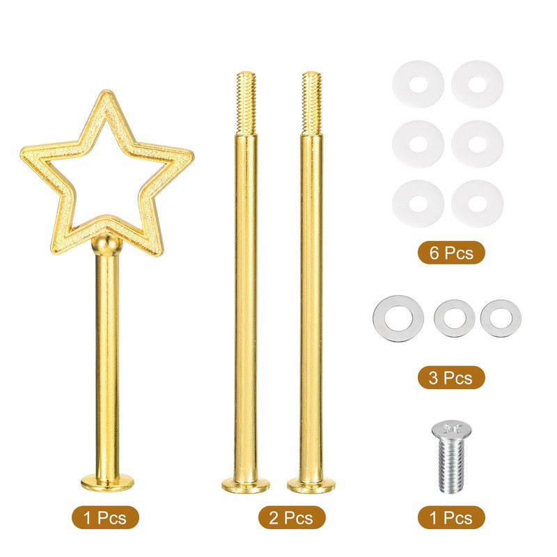 1 Set 3-Tier Cupcake Stand Hardware Fittings for Cake Stand Star Gold gallery