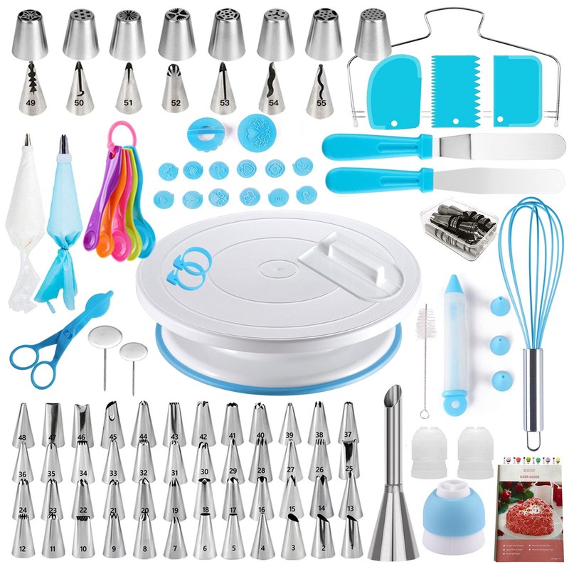 Cake Decorating Kit,137pcs Supplies with Turntable Blue
