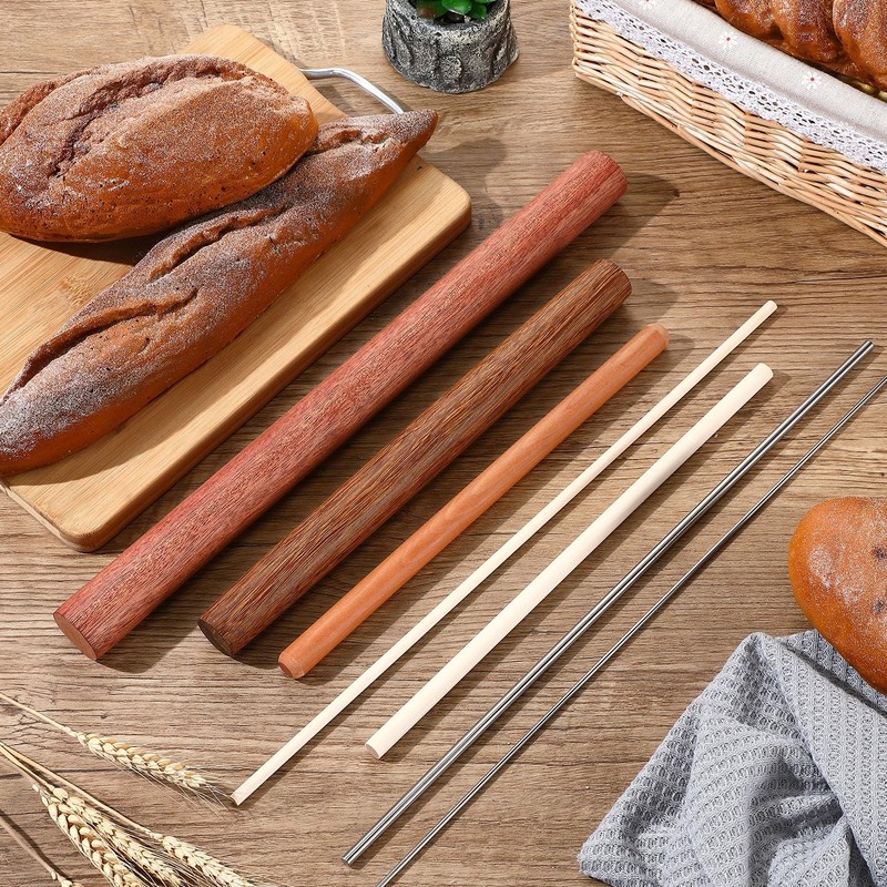 7 PCS Italian Rolling Pins Set Wood Stainless Steel Pasta Dough Roller gallery