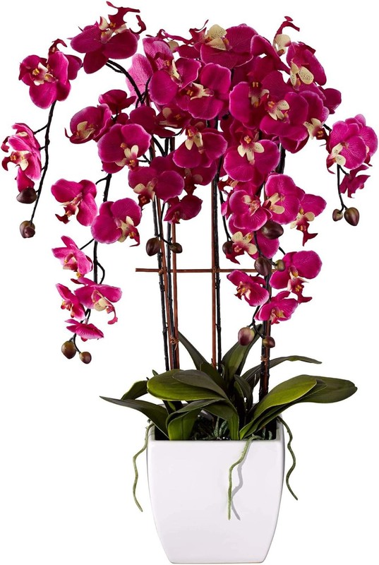 Dahlia Studios potted artificial silk flower ornaments, realistic purple…