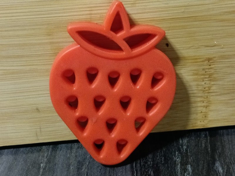 Red Silicone Strawberry molded item 3 1/2 in*2 in