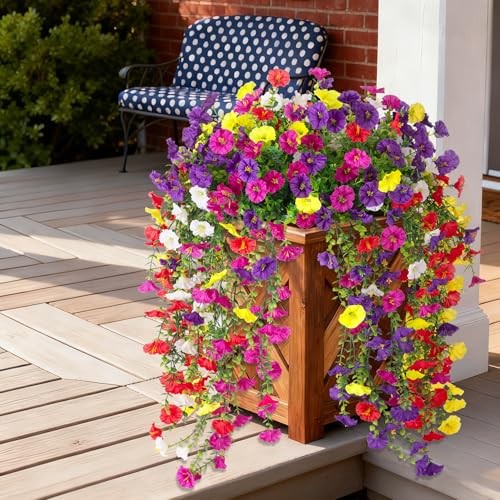 Fake Artificial Hanging Morning Glory Yellow,purple,dark Purple,white,rose Red gallery