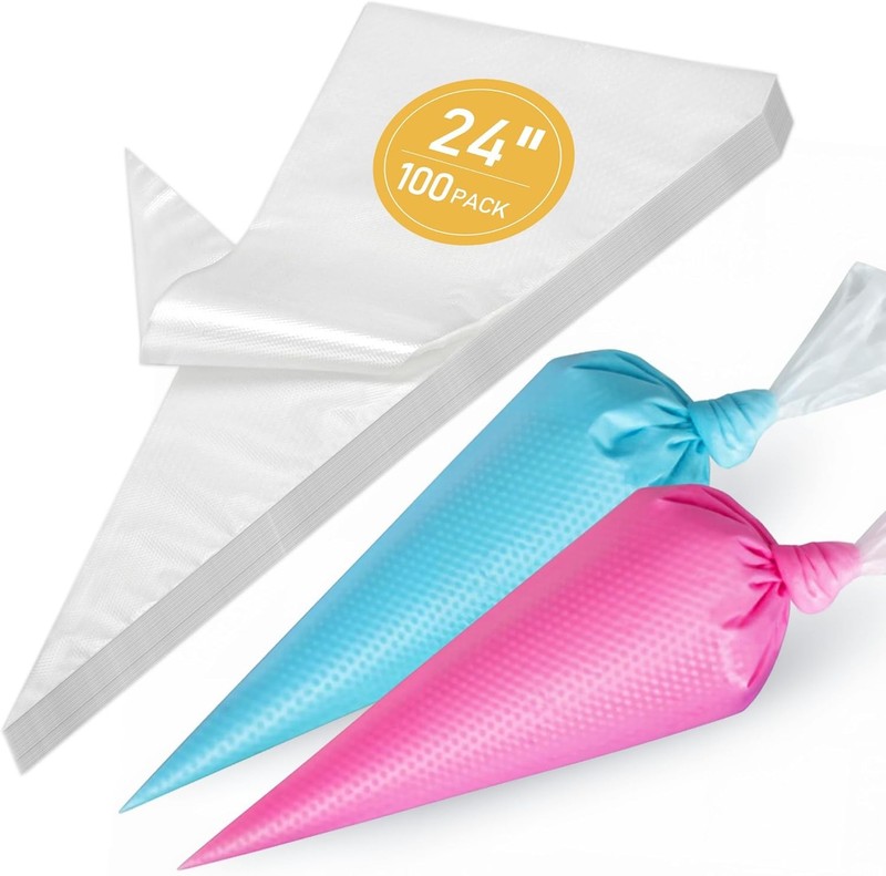 24 Inch Extra Large Piping Bags Disposable, 100pcs Icing Bags, Thickened Bakery