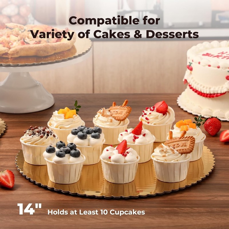 20 Pack 14" Gold Cake Circles - Greaseproof Cardboard Rounds gallery